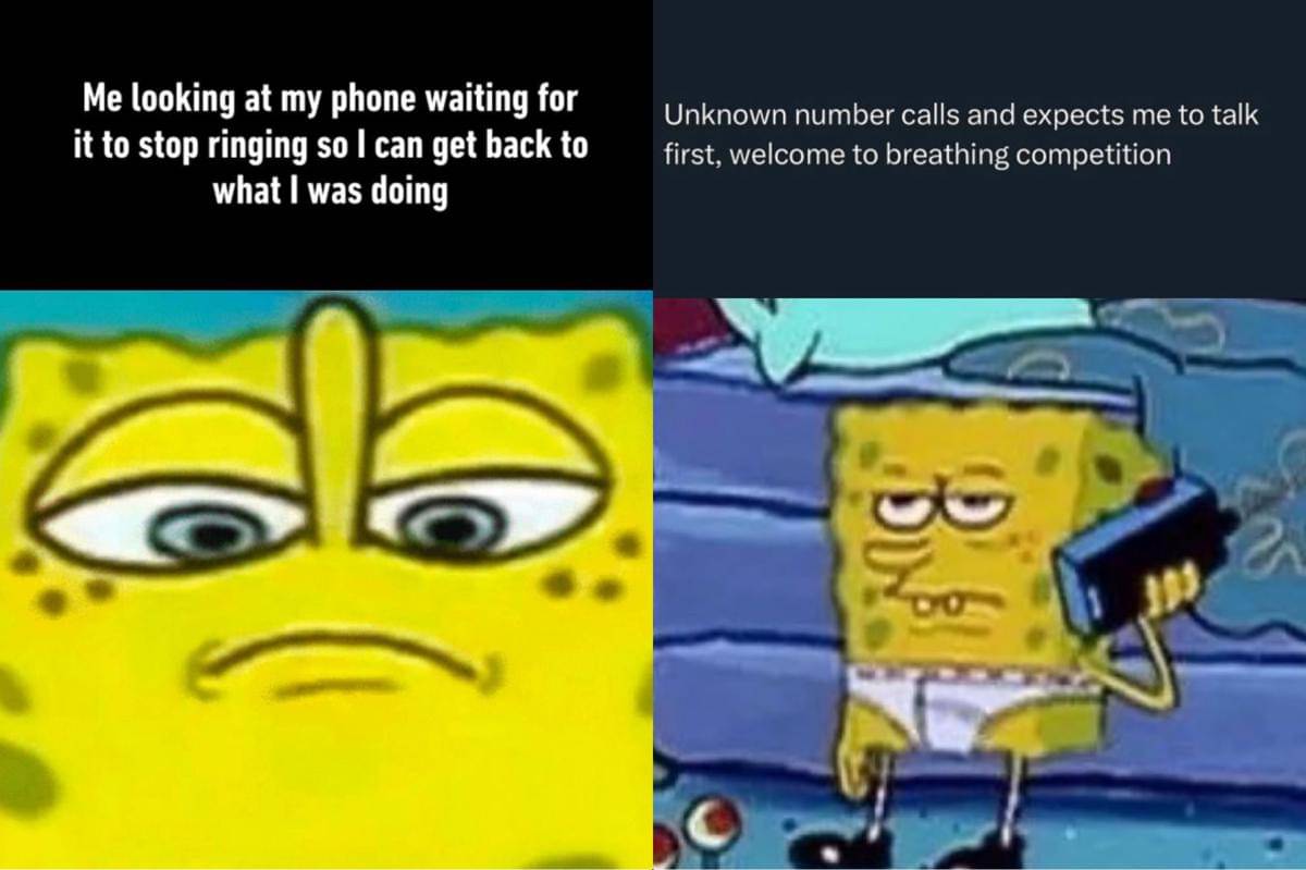 meme SpongeBob tentang panggilan telepon