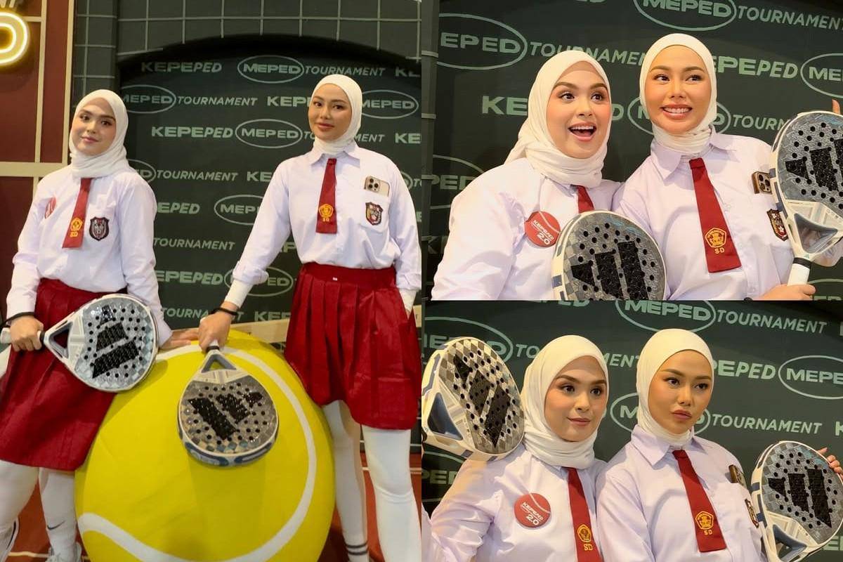 Vebby Palwinta dan Dara Arafah main padel pakai seragam SD