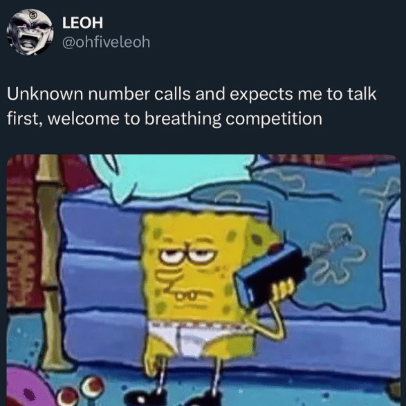 meme SpongeBob tentang panggilan telepon