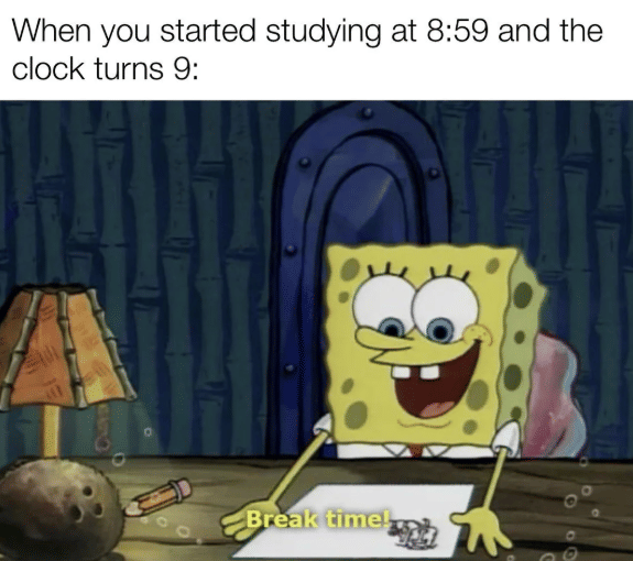 meme SpongeBob tentang malas belajar