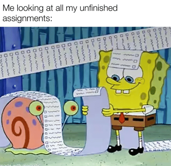 meme SpongeBob tentang malas belajar