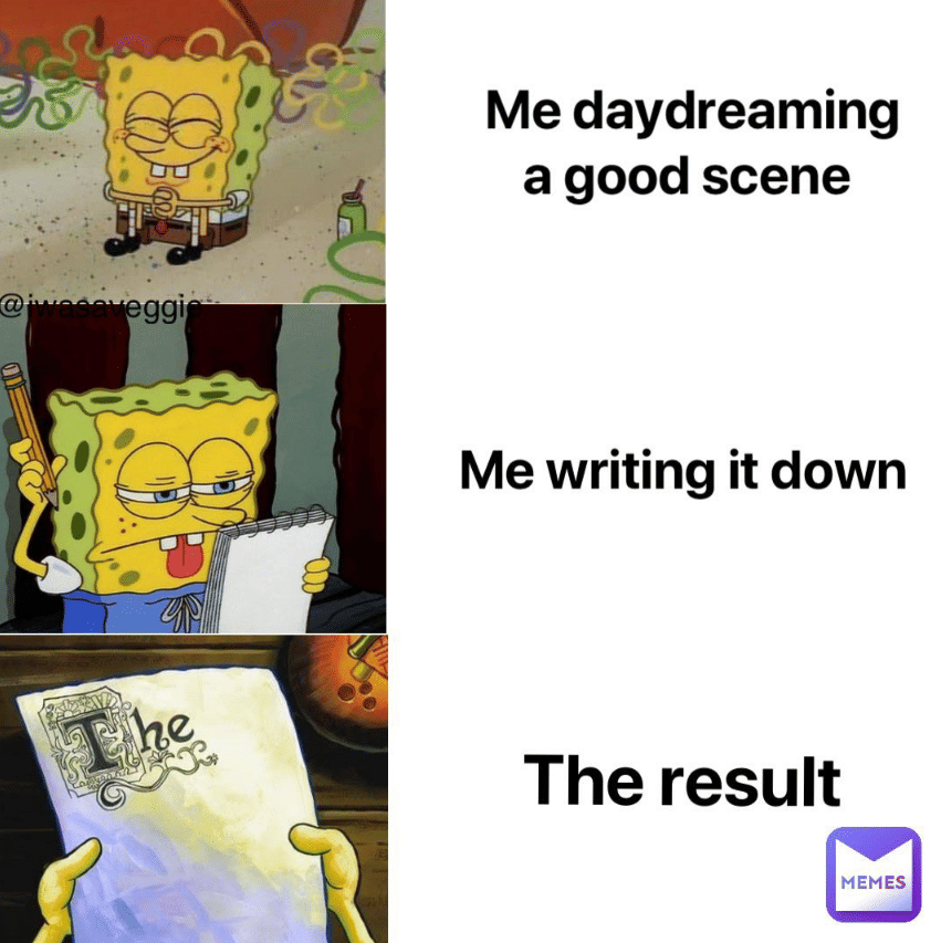 meme SpongeBob tentang melamun 