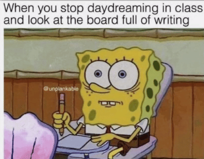 meme SpongeBob tentang melamun 