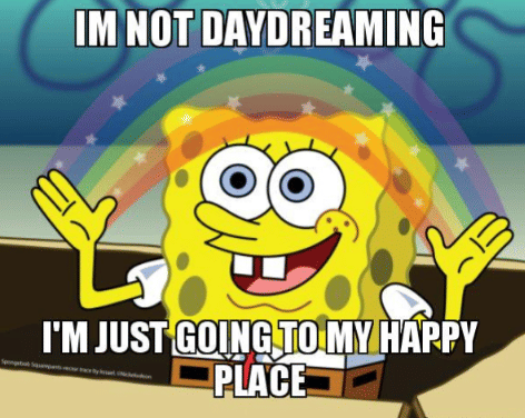 meme SpongeBob tentang melamun 