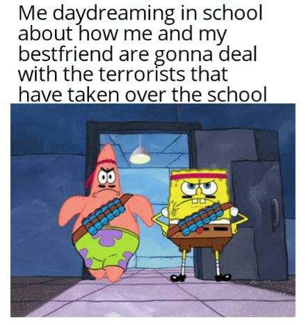 meme SpongeBob tentang melamun 