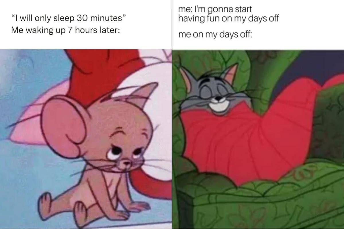 meme Tom and Jerry tentang hobi tidur