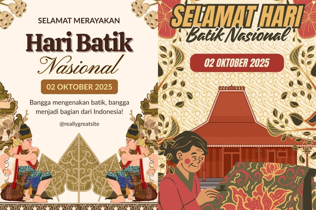 Poster Hari Batik Nasional 2025 (canva.com/LA-Porto Co | canva.com/Typepus Studio)