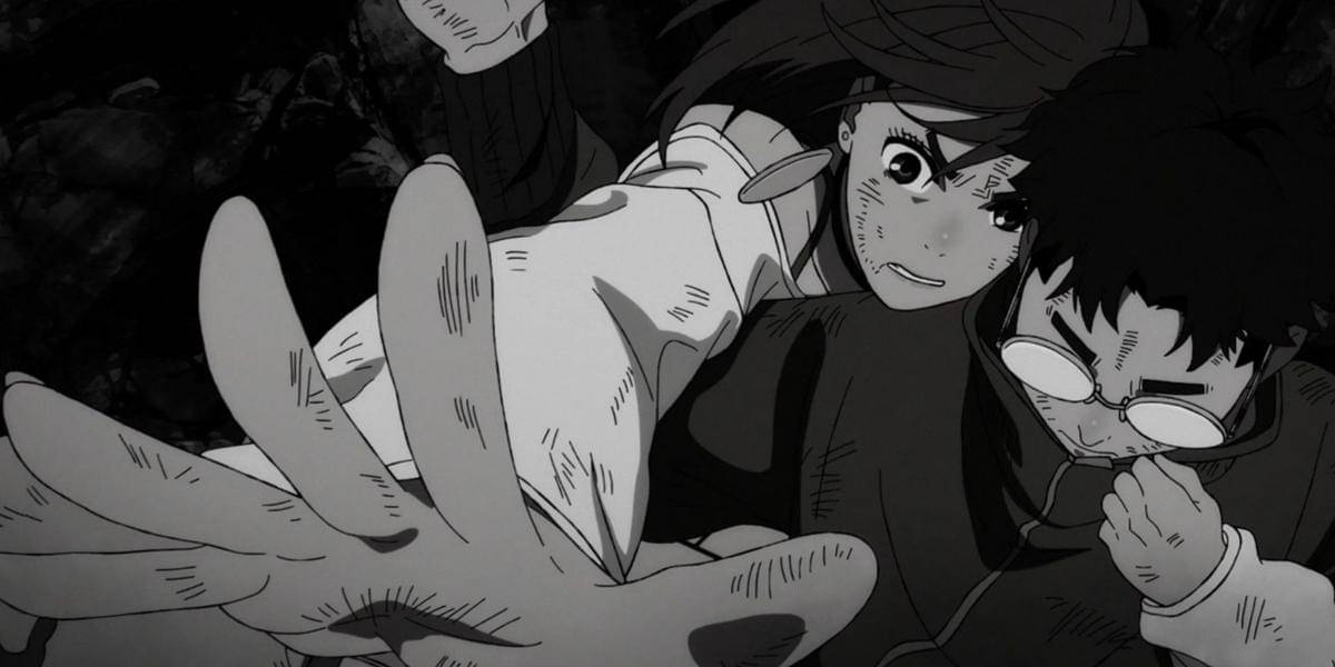 Momo Ayase dan Okarun menghadapi Monster Flatwoods (dok. Yukinobu Tatsu, Science SARU, Shounen Jump+/Dandadan)