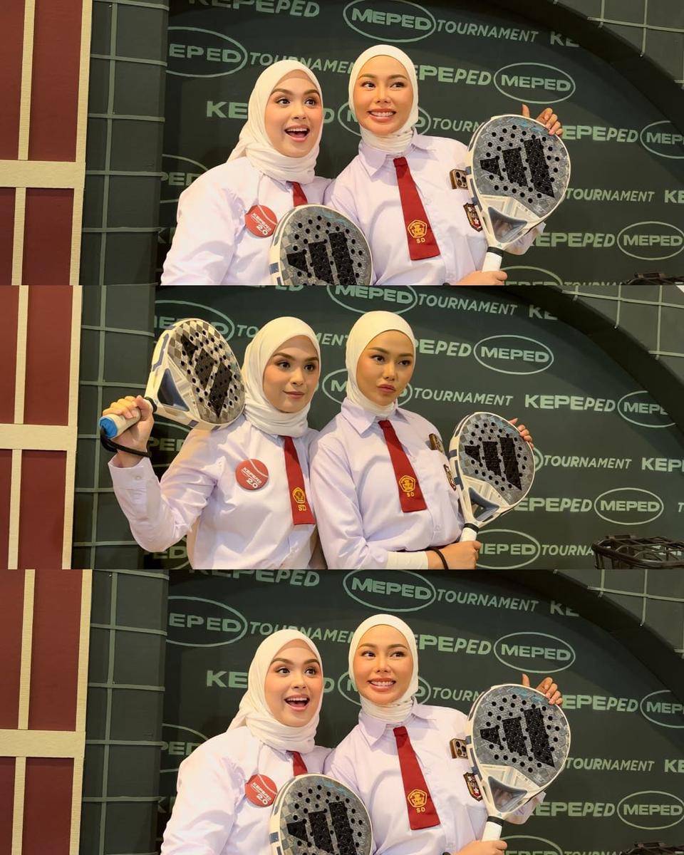 Vebby Palwinta dan Dara Arafah main padel pakai seragam SD