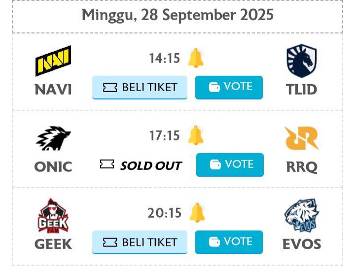 jadwal pertandingan week 6 day 3 