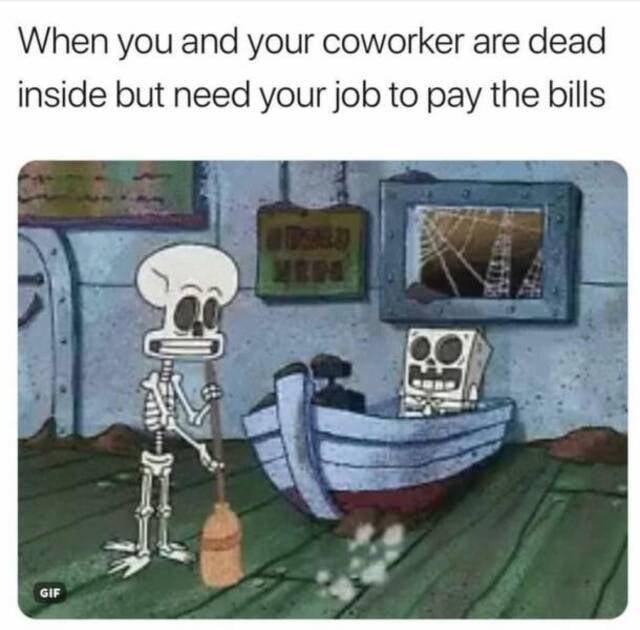 Meme SpongeBob tentang Rekan Kerja