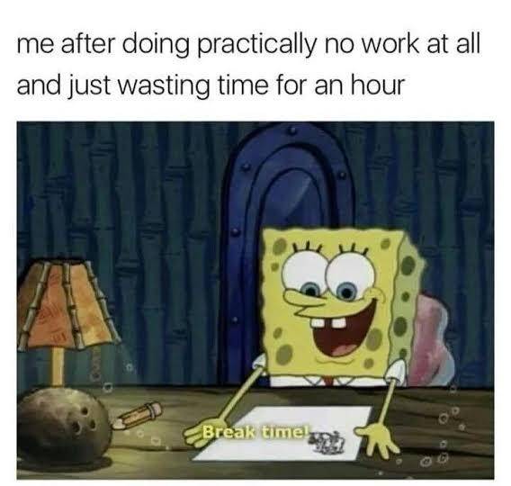 meme SpongeBob tentang istirahat