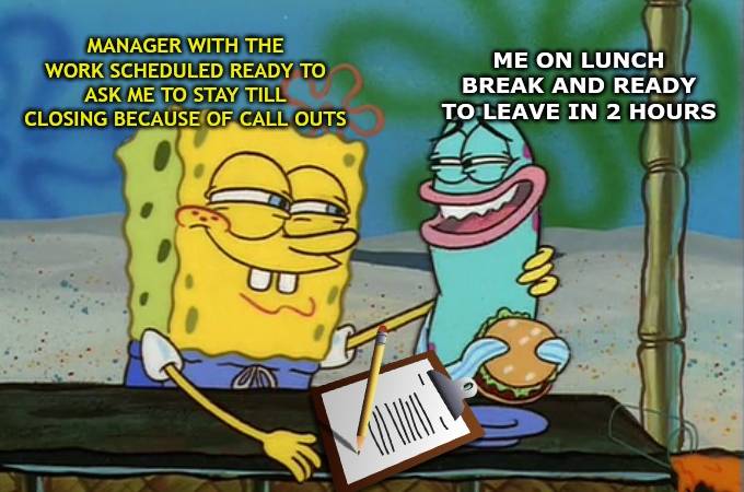 meme SpongeBob tentang manager 