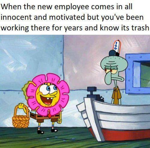 meme SpongeBob tentang rekan kerja 