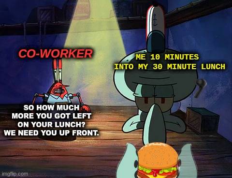 meme SpongeBob tentang rekan kerja 