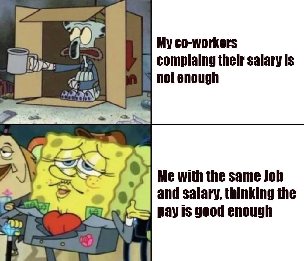 meme SpongeBob tentang rekan kerja 