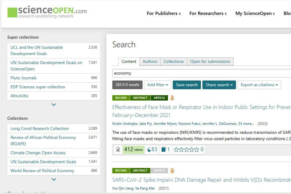 tangkapan layar website Science Open 