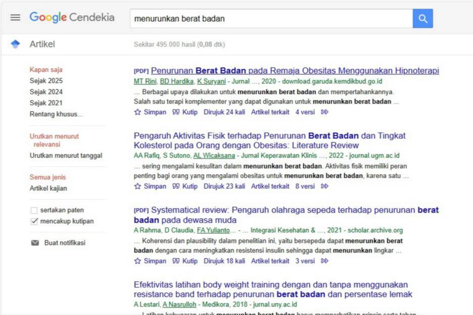 tangkapan layar Google Scholar 
