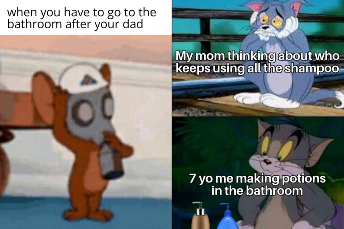 meme Tom and Jerry tentang kamar mandi