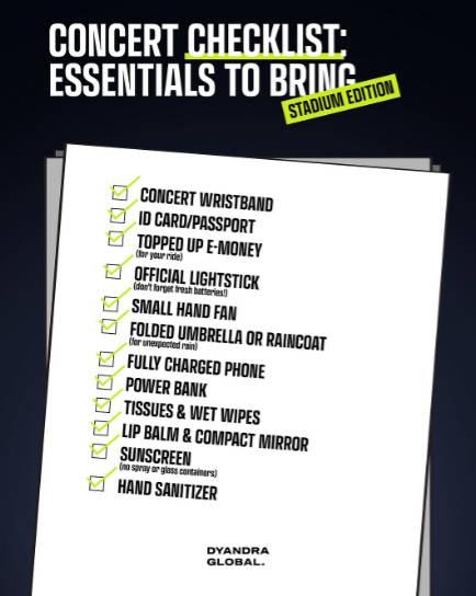 postingan @dyandraglobal tentang concert checklist 