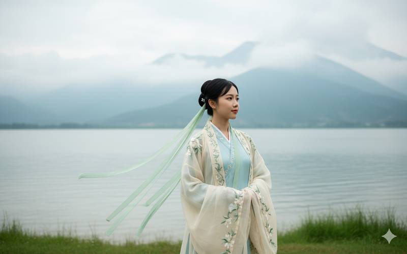 foto pakai Hanfu dengan Gemini AI 