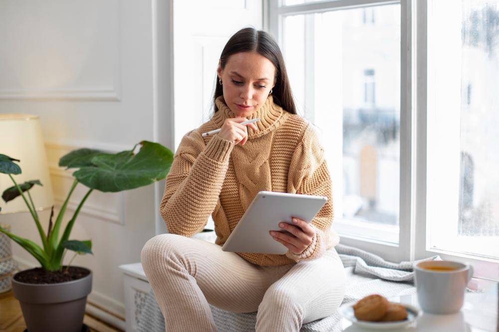 ilustrasi perempuan digital journaling