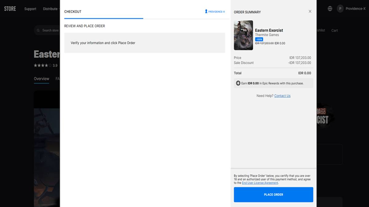 tampilan klaim game di Epic Games Store
