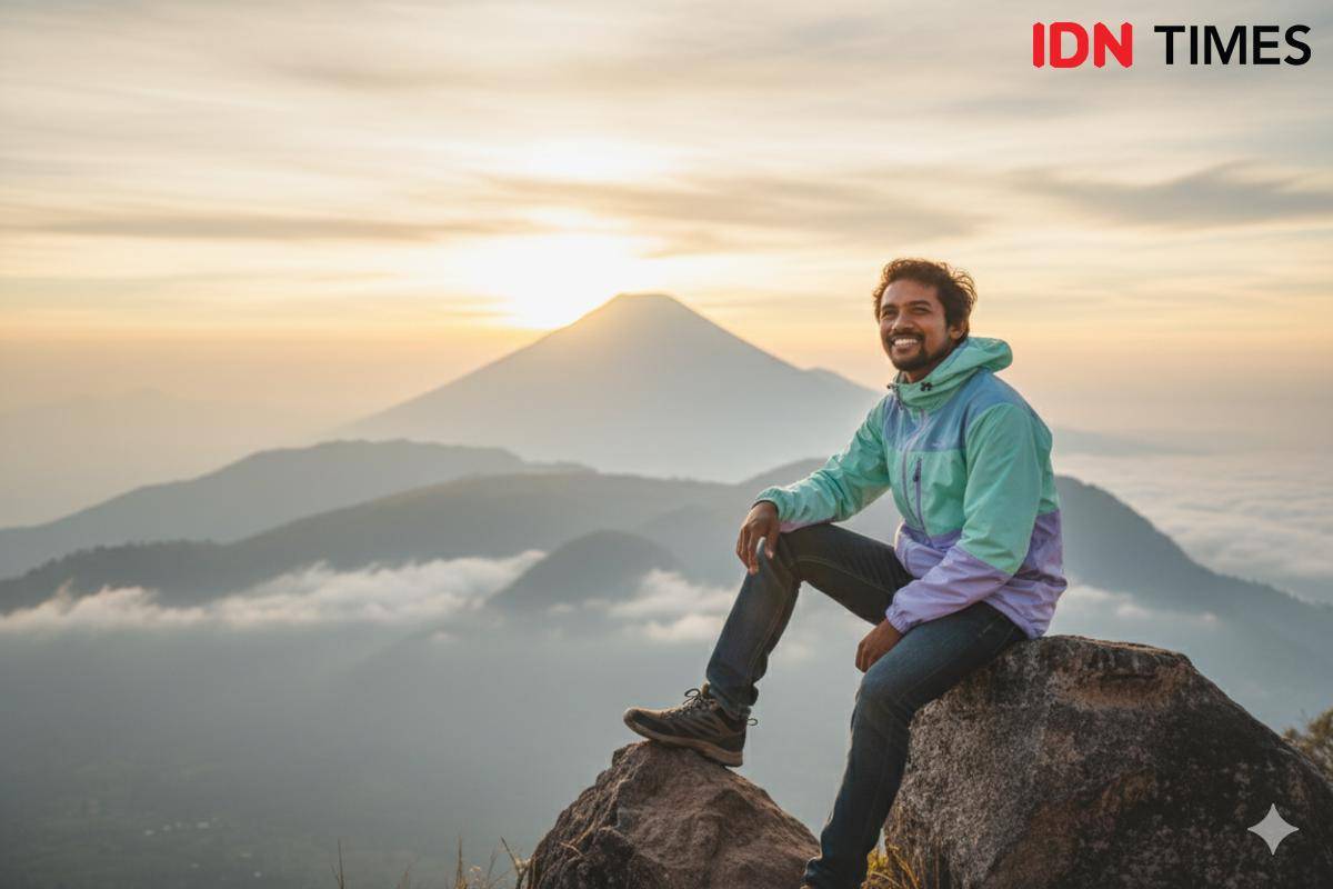 hasil edit foto di puncak gunung dengan Gemini AI