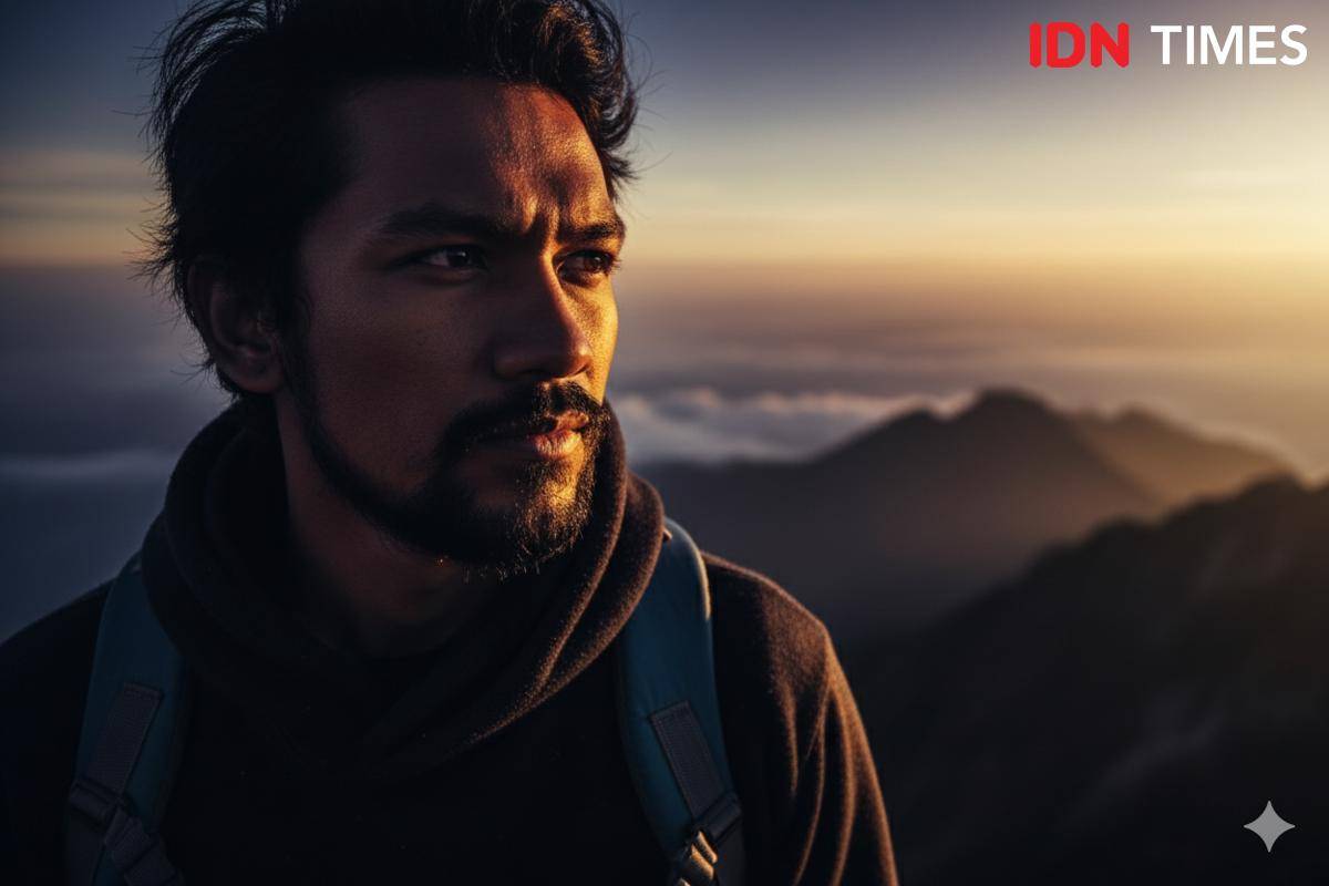 hasil edit foto di puncak gunung dengan Gemini AI