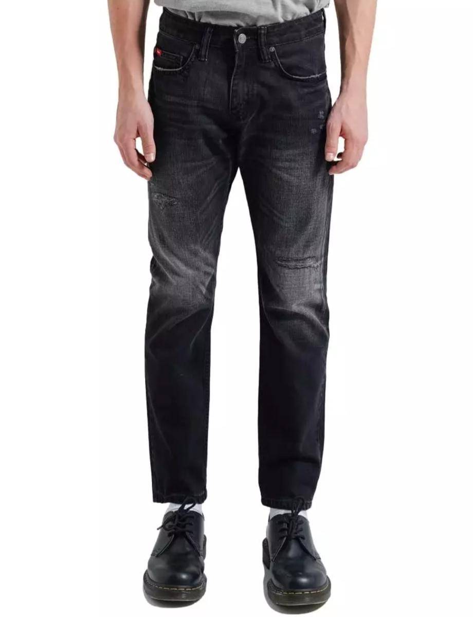 Lee Cooper Tapered Fit Jeans Arthur Repaired Dark Black (zalora.co.id/Lee Cooper Indonesia) 