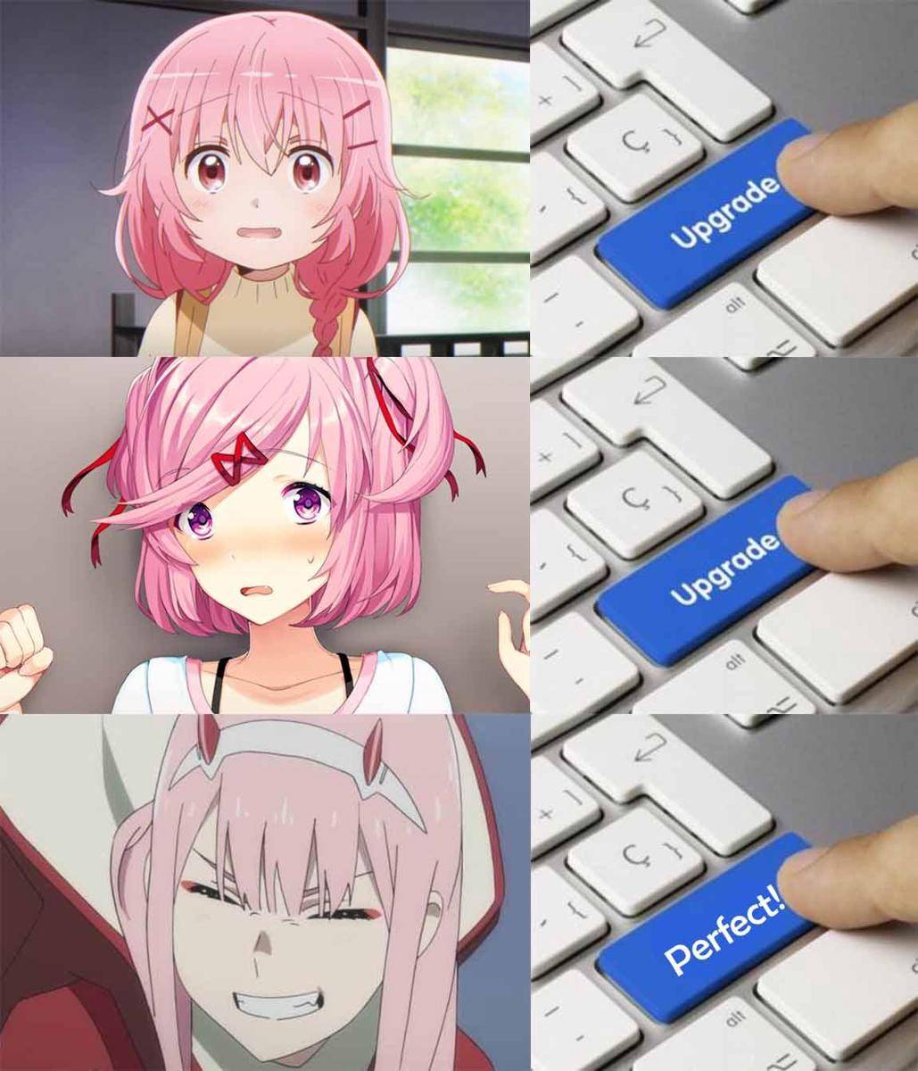 meme karakter anime berambut pink 