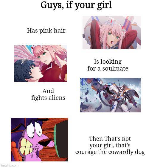 meme karakter anime berambut pink 