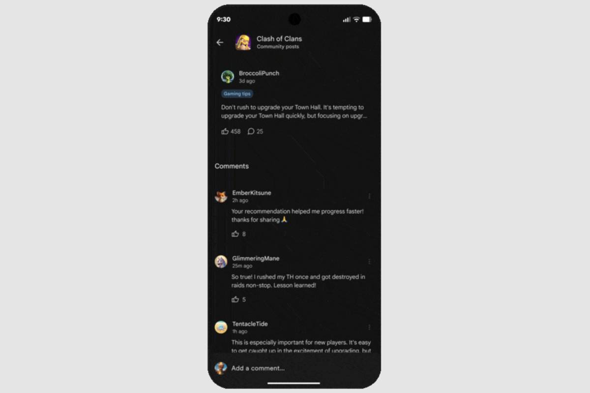 tampilan forum komunitas di Google Play