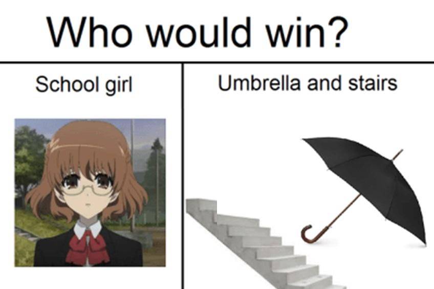 meme anime tentang payung