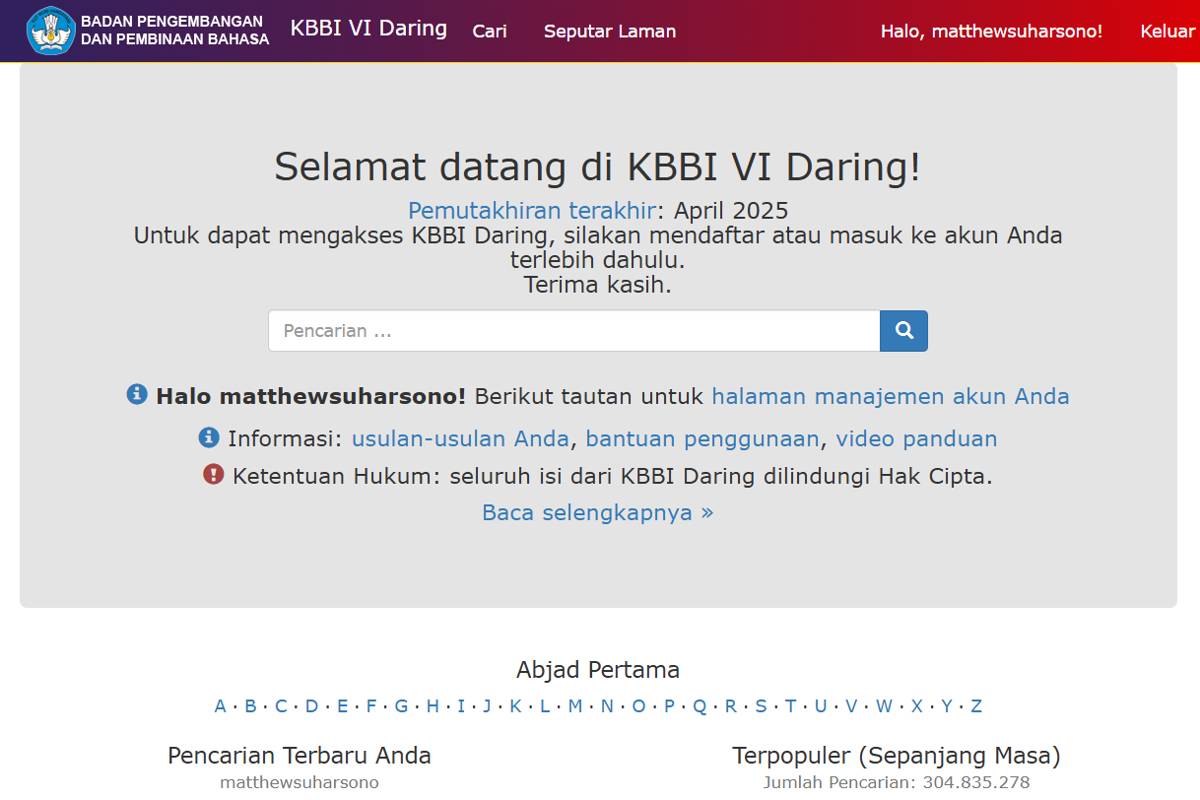 situs KBBI VI Daring (kbbi.kemdikbud.go.id)