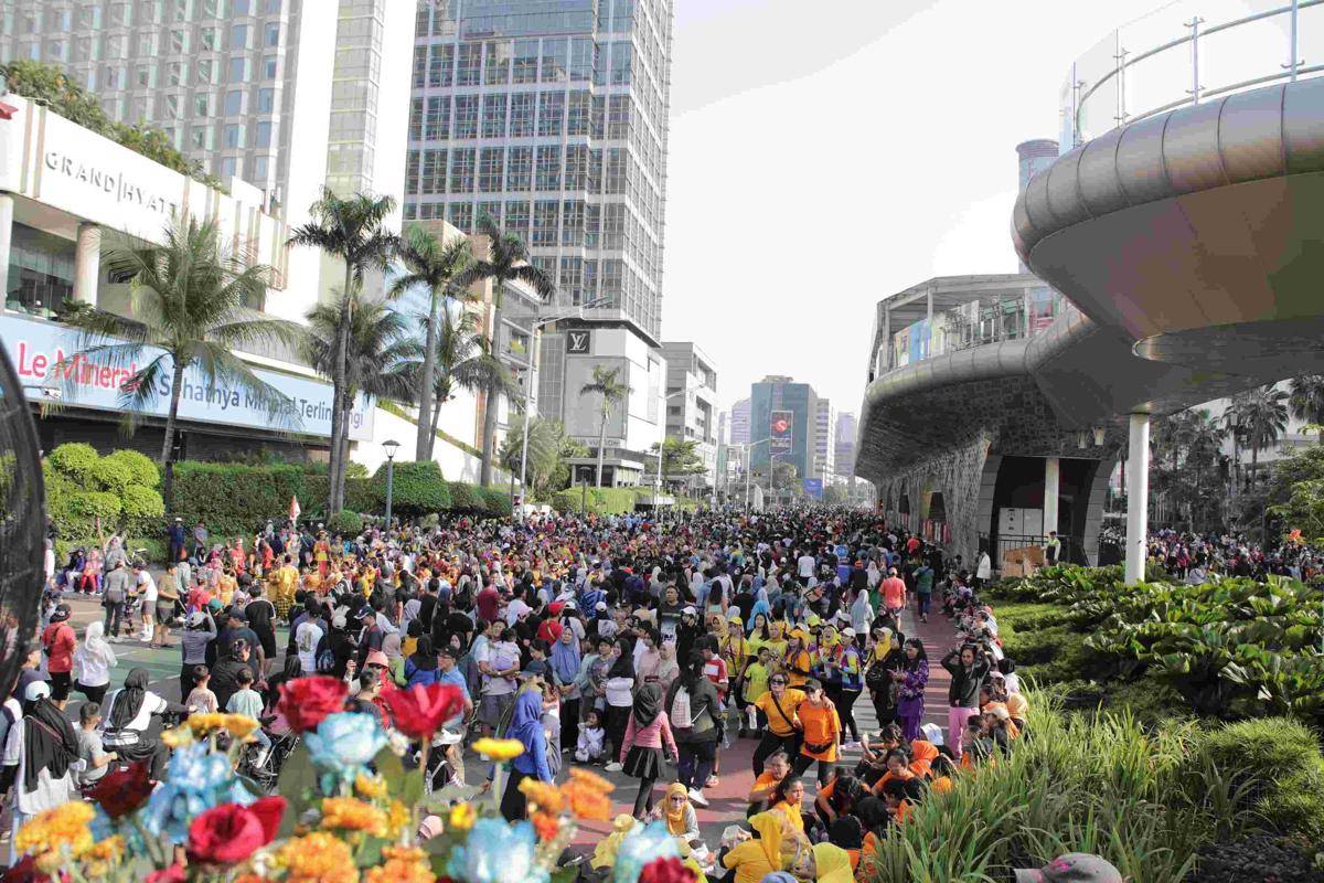 Acara Jaga Jakarta Penuh Warna di Bundaran Hotel Indonesia, Jakarta Pusat, pada Minggu (28/9/2025). (Dok. Pemprov DKI Jakarta).