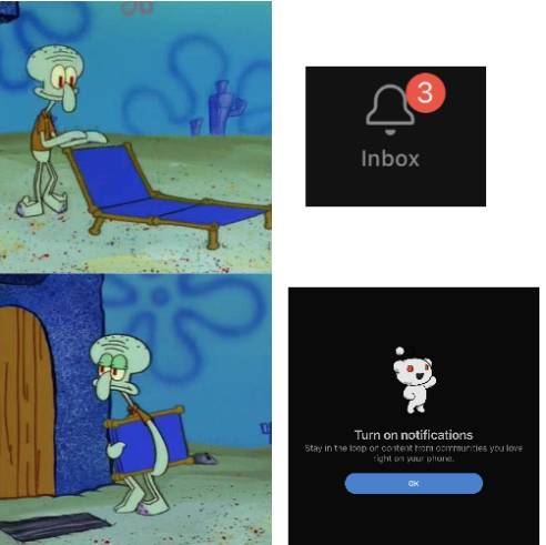 meme SpongeBob tentang notifikasi 