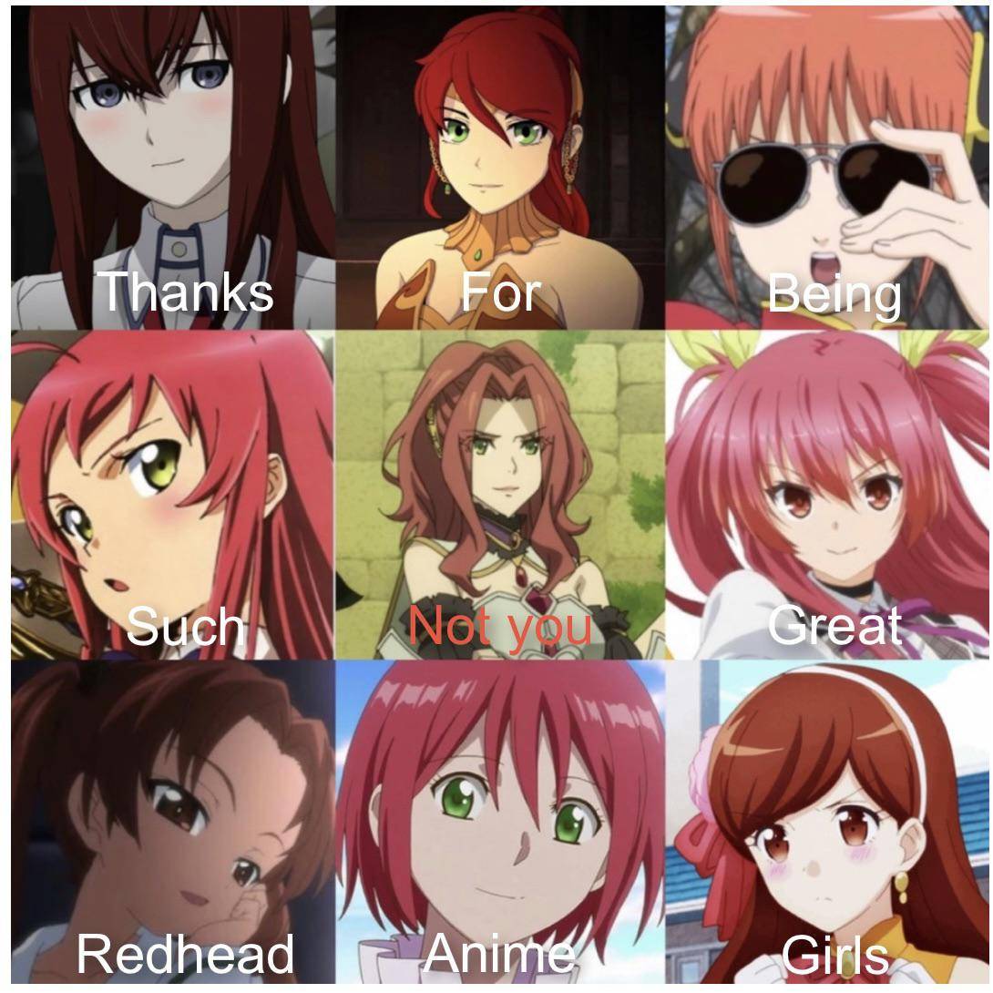 meme karakter anime rambut merah