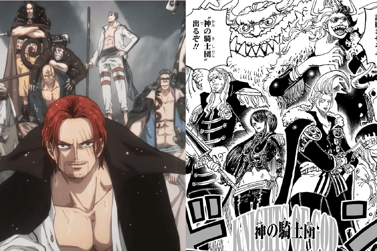 Bajak Laut Rambut Merah (kiri) dan God's Knight (kanan)