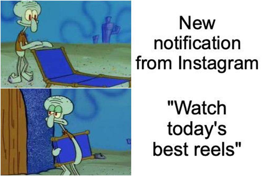 Meme SpongeBob tentang Notifikasi