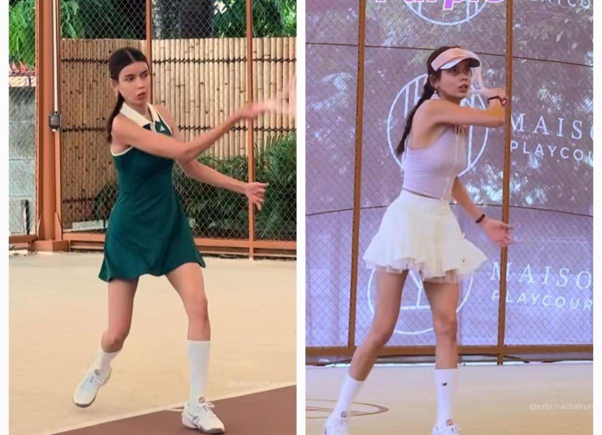 potret Sabrina Chairunnisa main tenis