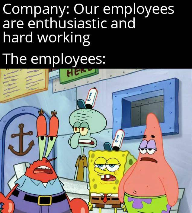meme SpongeBob tentang karyawan 