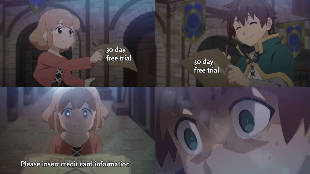 meme anime tentang akun uji coba gratis 