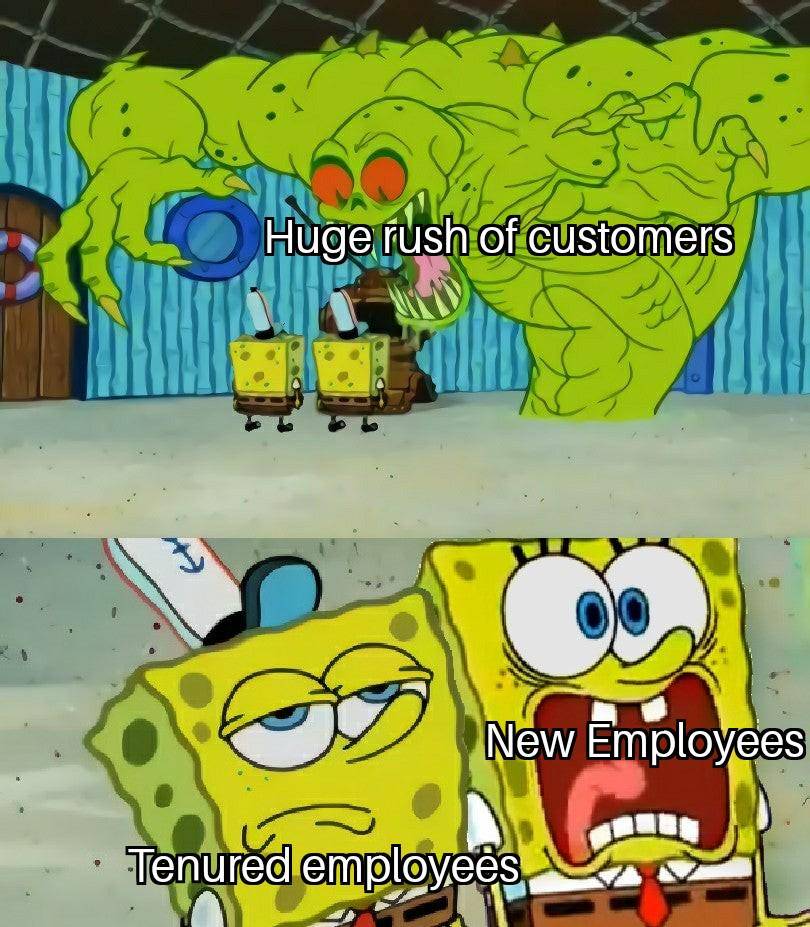meme SpongeBob tentang karyawan 