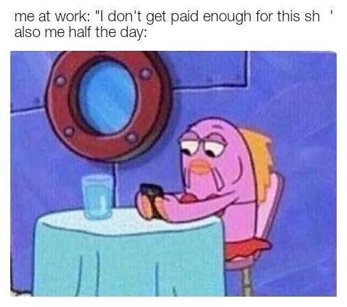 meme SpongeBob tentang karyawan 