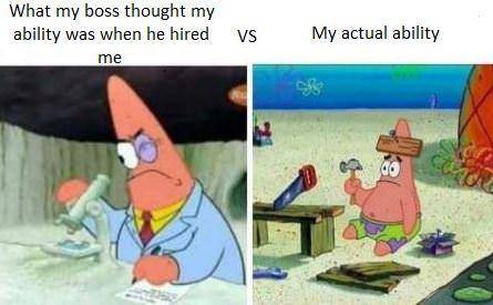 meme SpongeBob tentang karyawan 