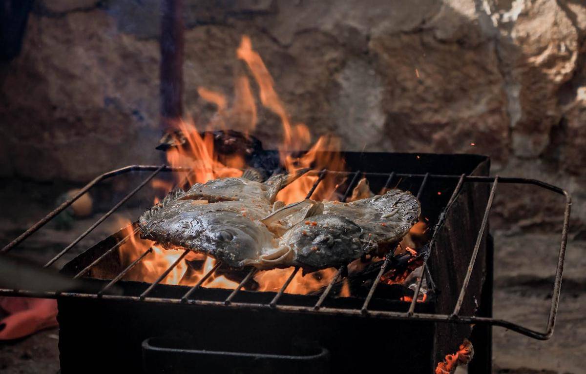 ilustrasi masak ikan bakar