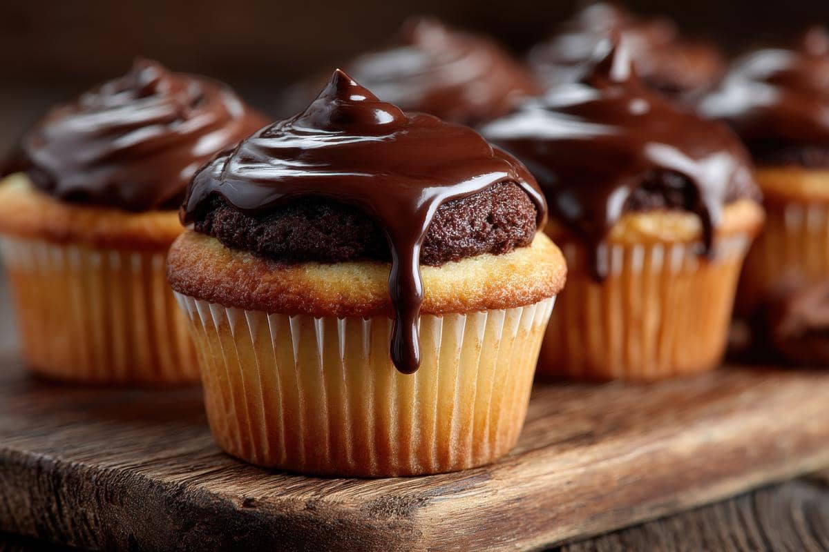 ilustrasi cupcake cokelat kelapa yang siap disajikan