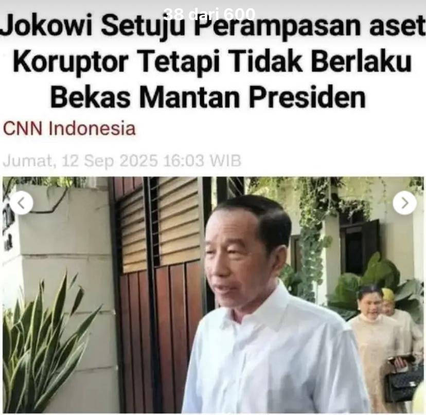 Tangkapan layar narasi artikel soal Jokowi yang menyetujui RUU Perampasan Aset (Dok. Facebook)