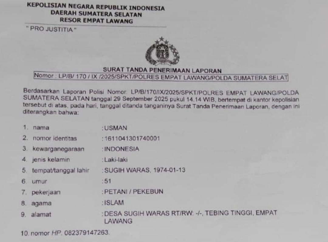 Warga Empat Lawang melaporkan seorang ASN pasal dugaan pembuatan ijazah palsu. (Dok. Istimewa)